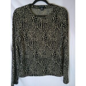 GoodClothes Women's Long Sleeve Top Medium Animal Print Crew Neck‎